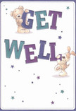 Brimming with hope and light, this get well card's playful design radiates warmth much like a friendly bouquet arriving at a doorstep in Wealdstone. The illustration brings together a soft-furred teddy bear and a joyous, floppy-eared puppy, each creature animated with affectionate cheer that uplifts the spirit. These two companions balance the bold, colourful 'Get Well' letters-a partnership as supportive as the relationships in our local neighbourhood. The text's lively indigo and teal colours add a splash of vibrancy, standing out confidently against a soothing white background. Whimsical stars in purple and blue tones sparkle throughout, reminiscent of cheerful window displays on Station Road glistening in the early evening. The card's tactile details invite the imagination: the bear's comforting fluff and the puppy's silky coat seem to offer a gentle hug to anyone who beholds them. Like a thoughtfully handcrafted bouquet from a local florist, this card delivers not just a message, but a heartfelt gesture perfect for easing recovery for friends and family throughout Wealdstone.